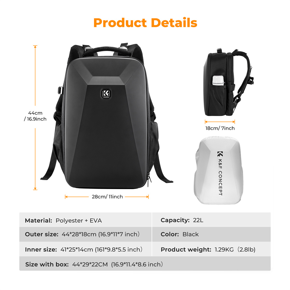 K&F CONCEPT Large Capacity Cam - огляд і ціна Rain Cover Backpack